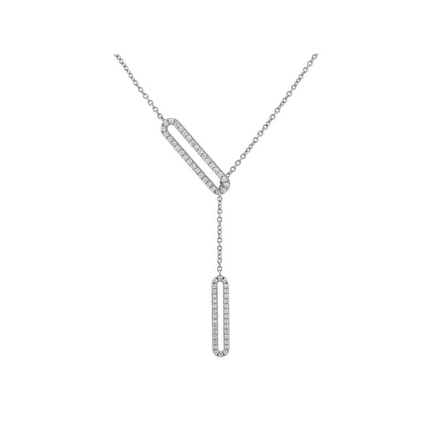 1N 18" Inch Chain .925 Silver Sterling Silver Diamond Lariat Necklace 